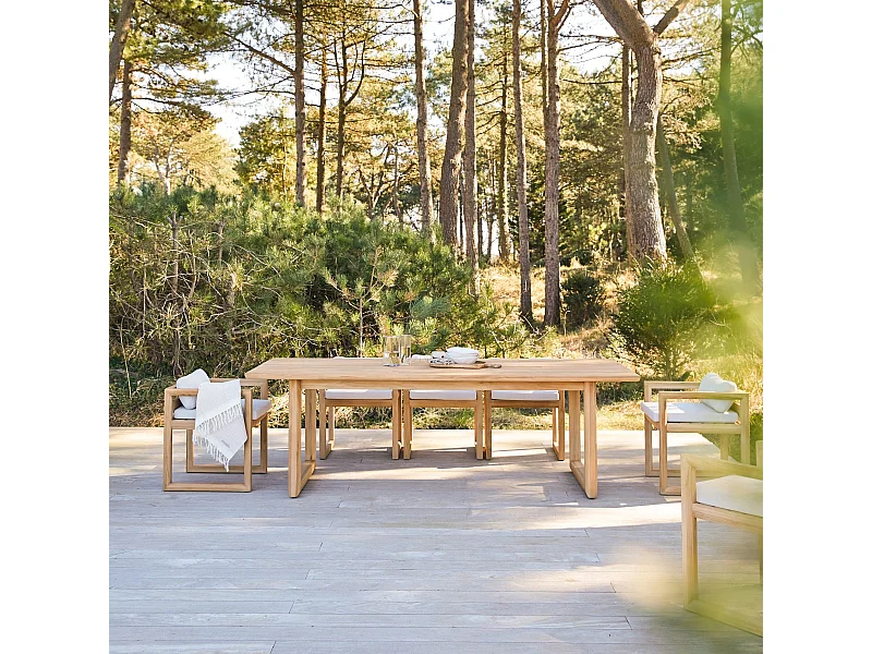Table de jardin en bois de teck massif 245 Noah