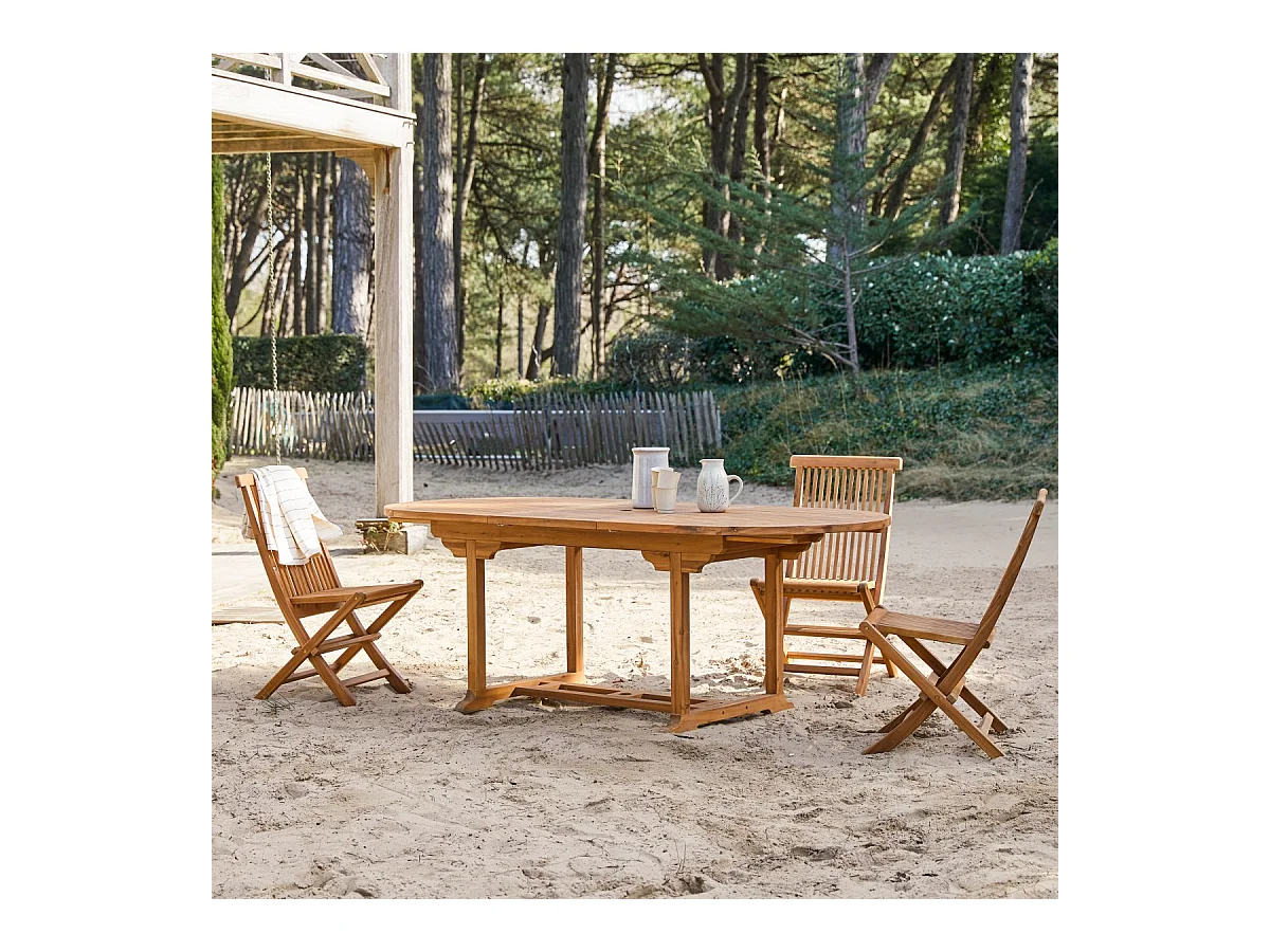Table d'extérieur extensible ovale en bois d'acacia 6-8 pers 160 Capri