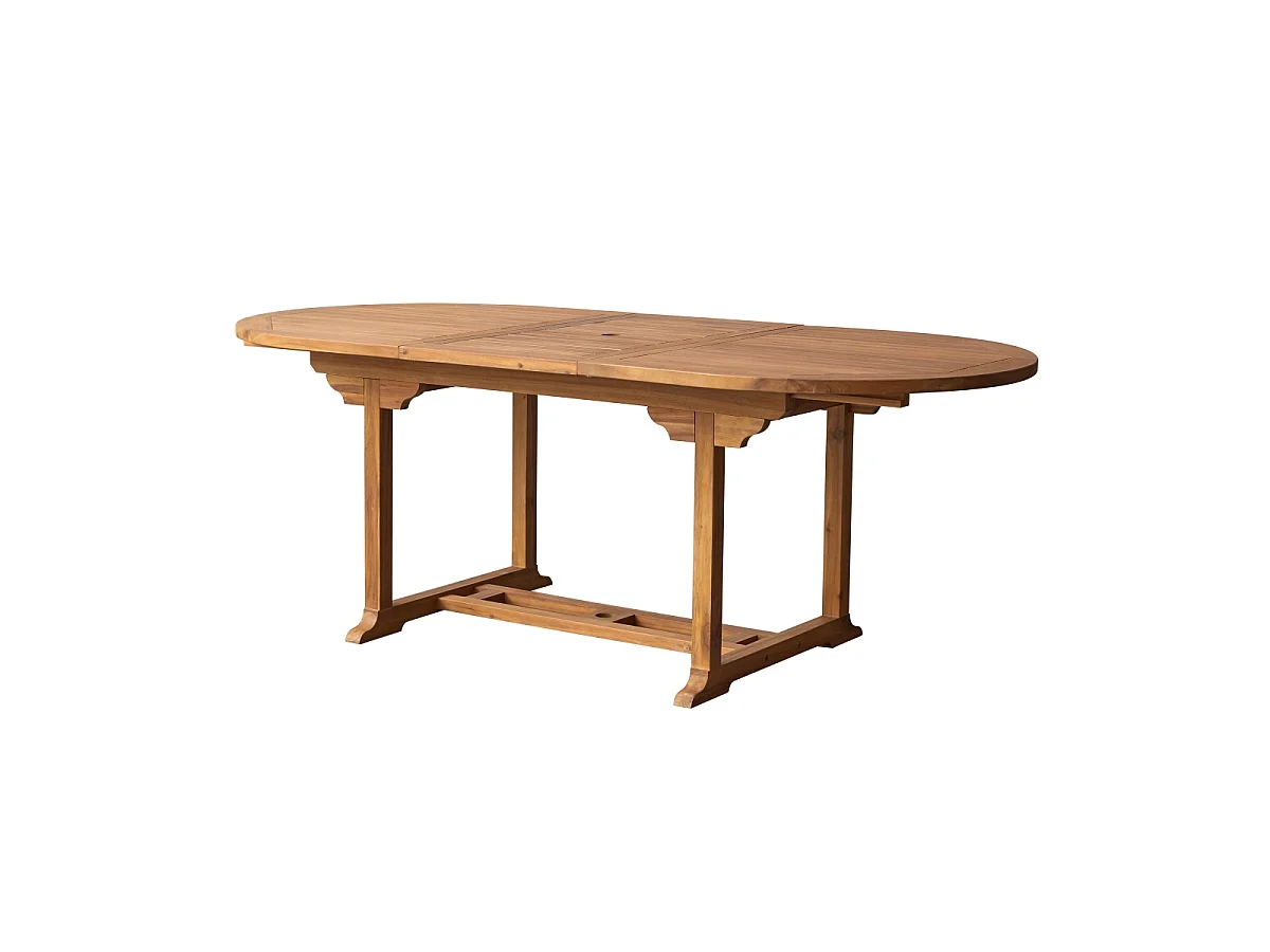 Capri - Oval solid acacia garden table with extension, seats 6-8 people.