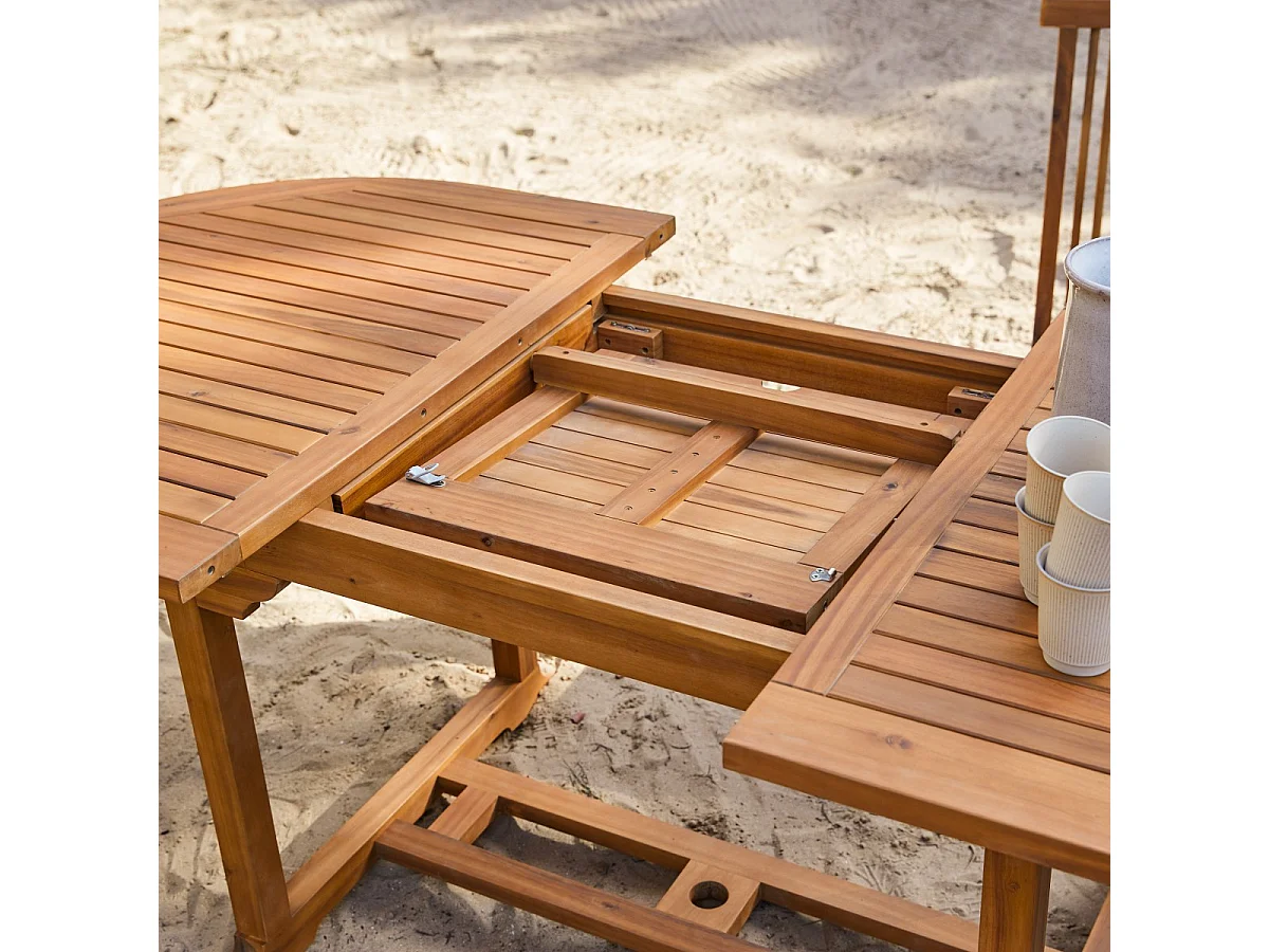 Capri - Oval solid acacia garden table with extension, seats 6-8 people.