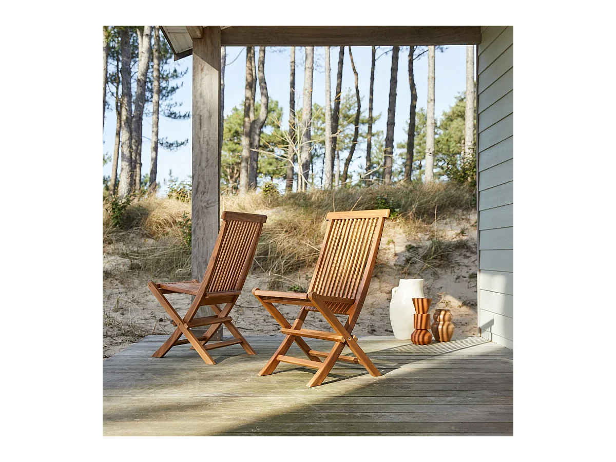 Ensemble de 2 Chaises d'extérieur en bois d'acacia Capri