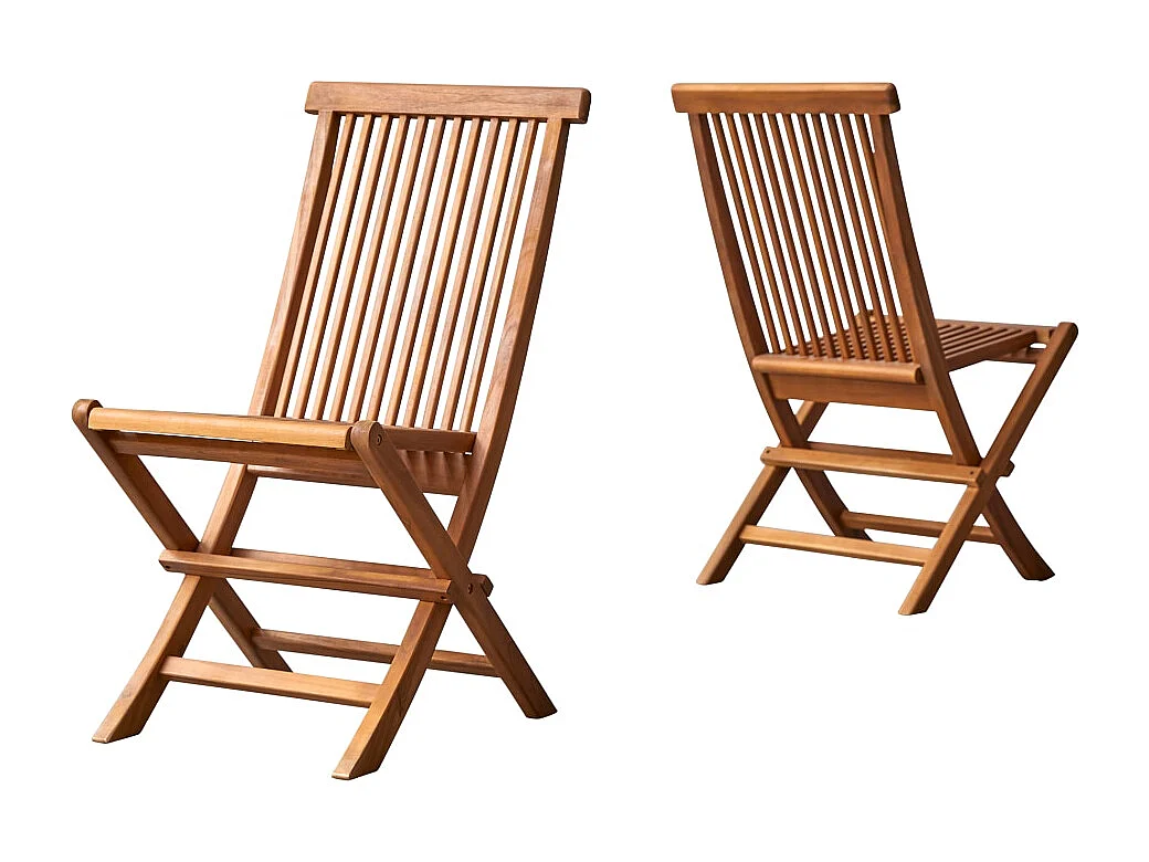 2er-Set Gartenstühle aus massivem Akazienholz Capri