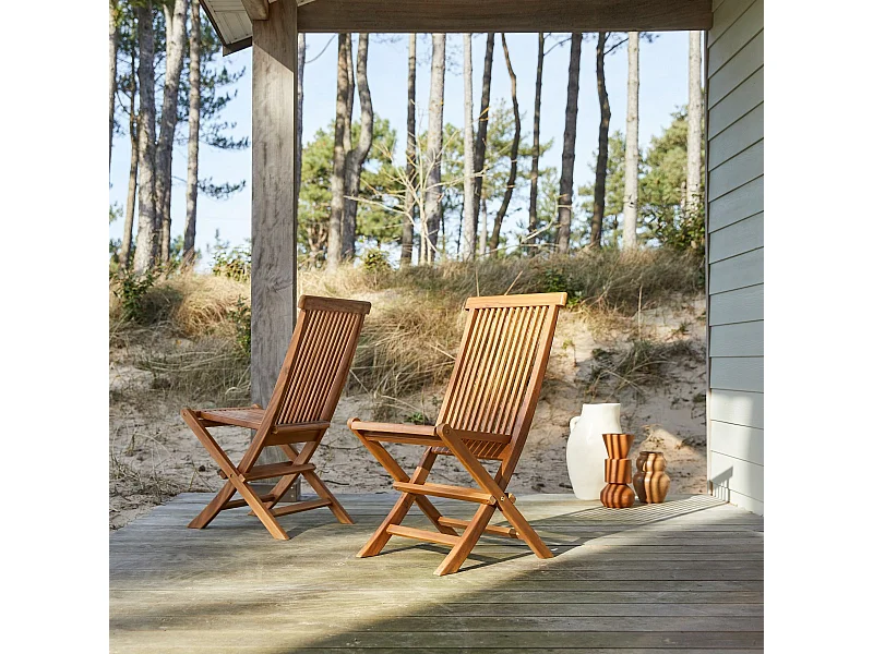 2er-Set Gartenstühle aus massivem Akazienholz Capri