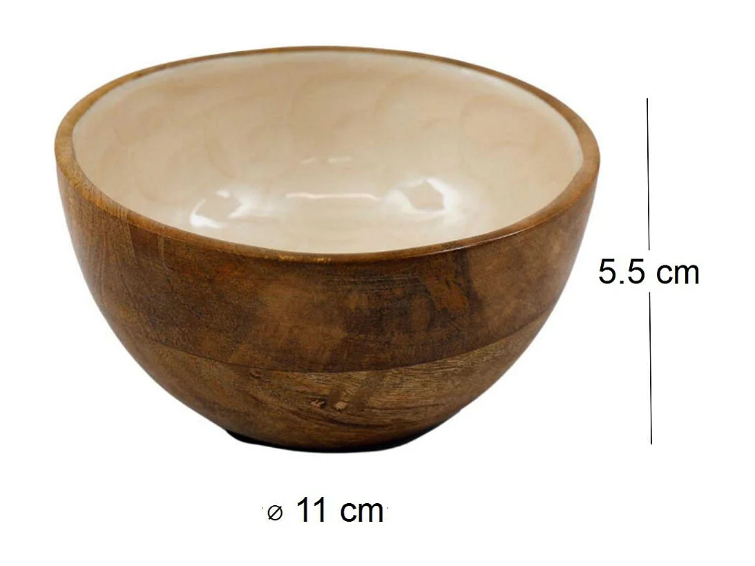 Bol en manguier et émail Nacre 11 cm