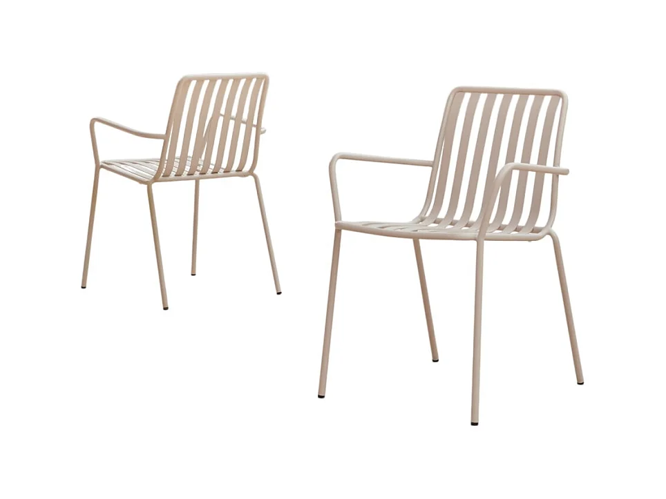Sedia con braccioli da esterno in metallo verniciato Gaby cream