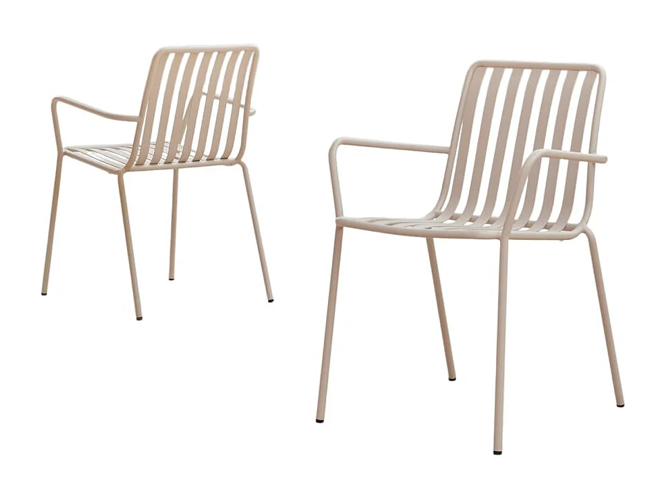Sedia con braccioli da esterno in metallo verniciato Gaby cream