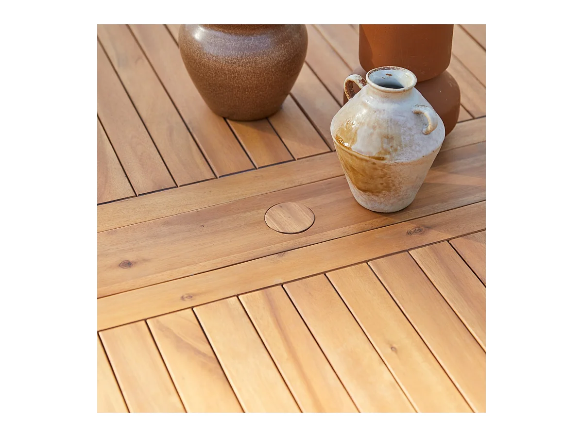 Table d'extérieur extensible rectangulaire en bois d'acacia 12 pers 200 Capri