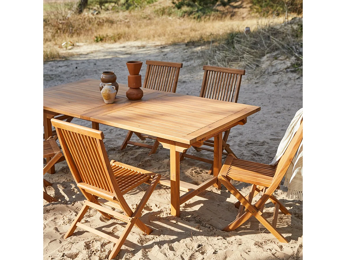 Capri - Rectangular solid acacia extending garden table