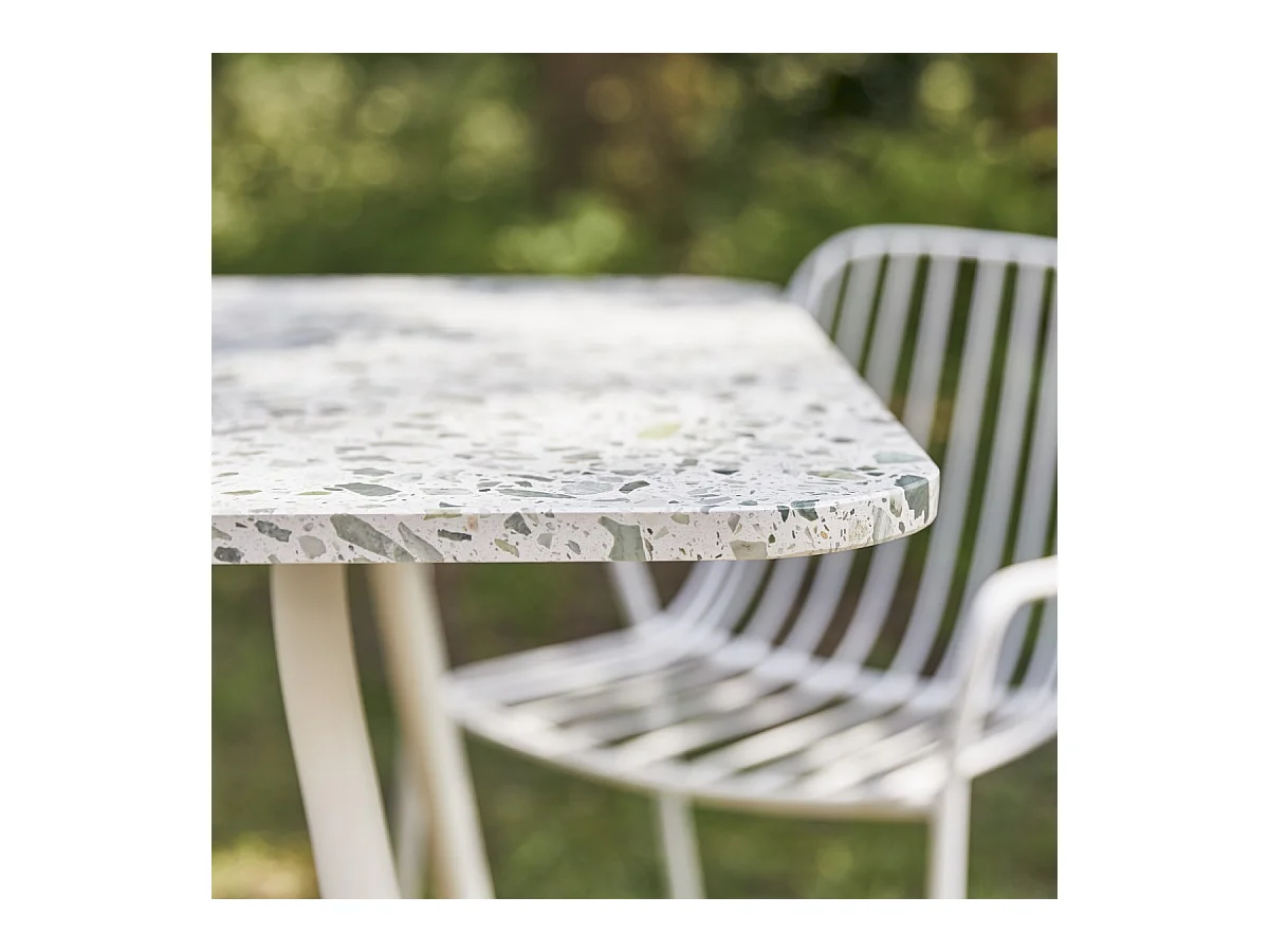 Rechteckiger Gartentisch aus Premium-Terrazzo und Metall 160 cm Elio green