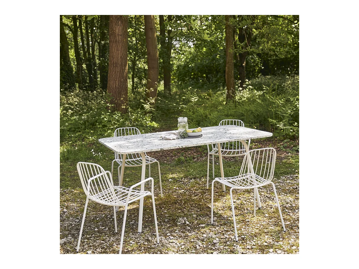 Rechteckiger Gartentisch aus Premium-Terrazzo und Metall 160 cm Elio green