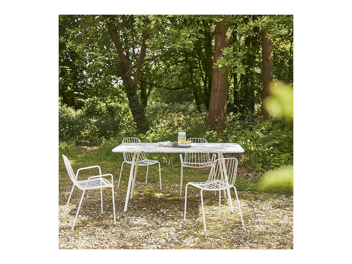 Rechteckiger Gartentisch aus Premium-Terrazzo und Metall 160 cm Elio green