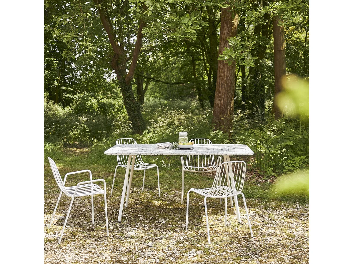 Rechteckiger Gartentisch aus Premium-Terrazzo und Metall 160 cm Elio green