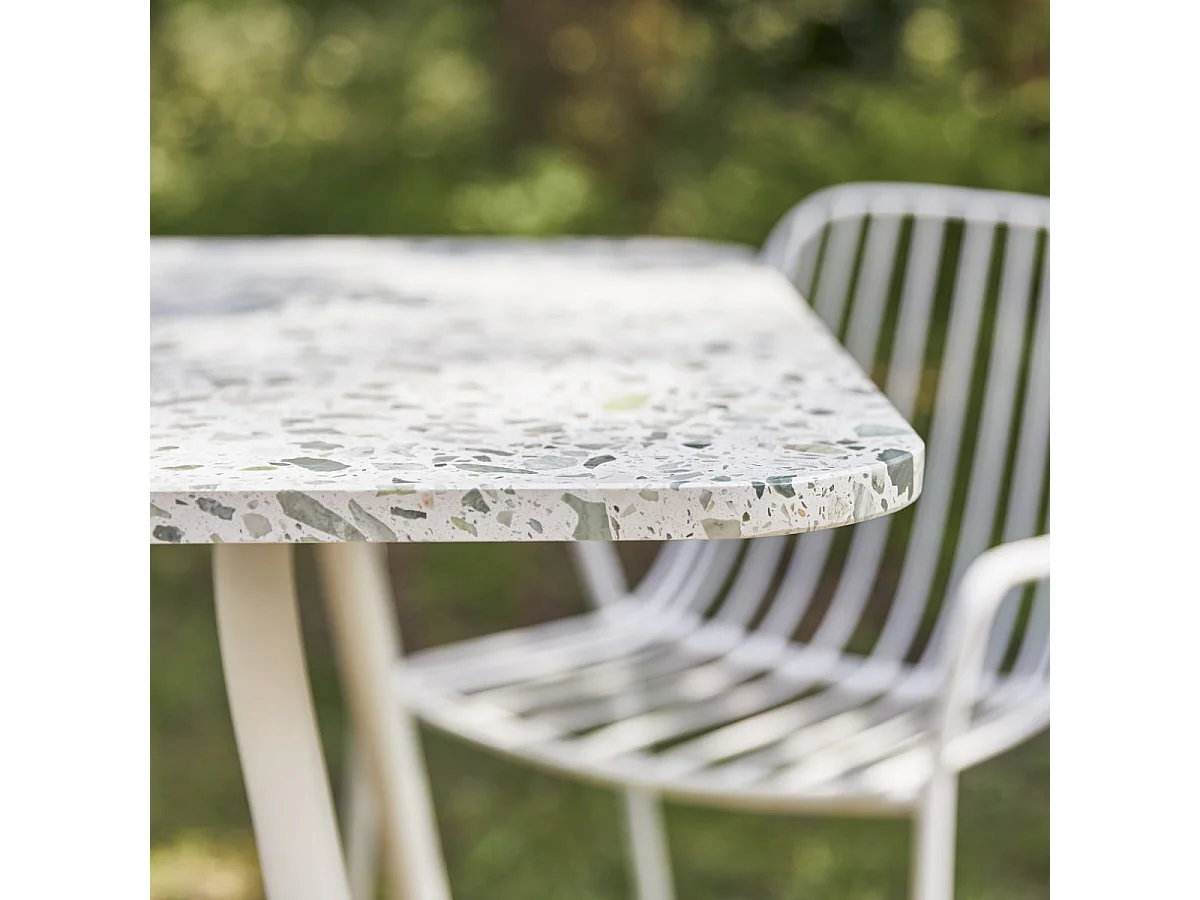 Rechteckiger Gartentisch aus Premium-Terrazzo und Metall 160 cm Elio green