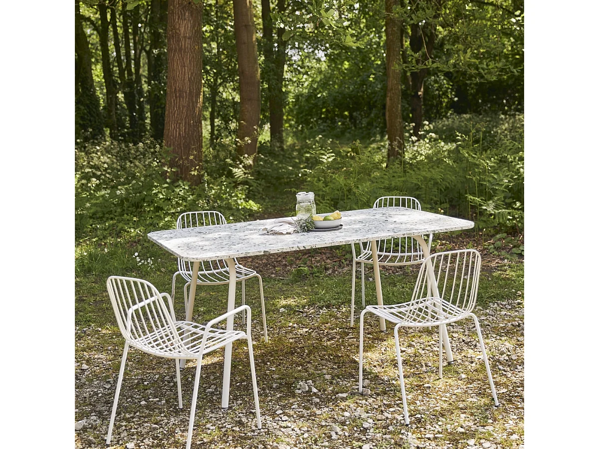 Rechteckiger Gartentisch aus Premium-Terrazzo und Metall 160 cm Elio green