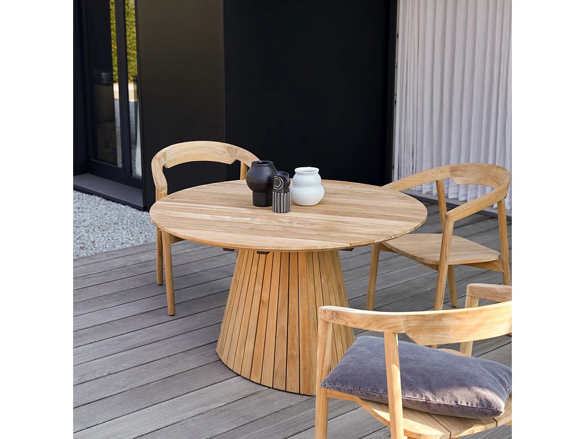 Runder Gartentisch Paloma aus massivem Teakholz 6 Pers.