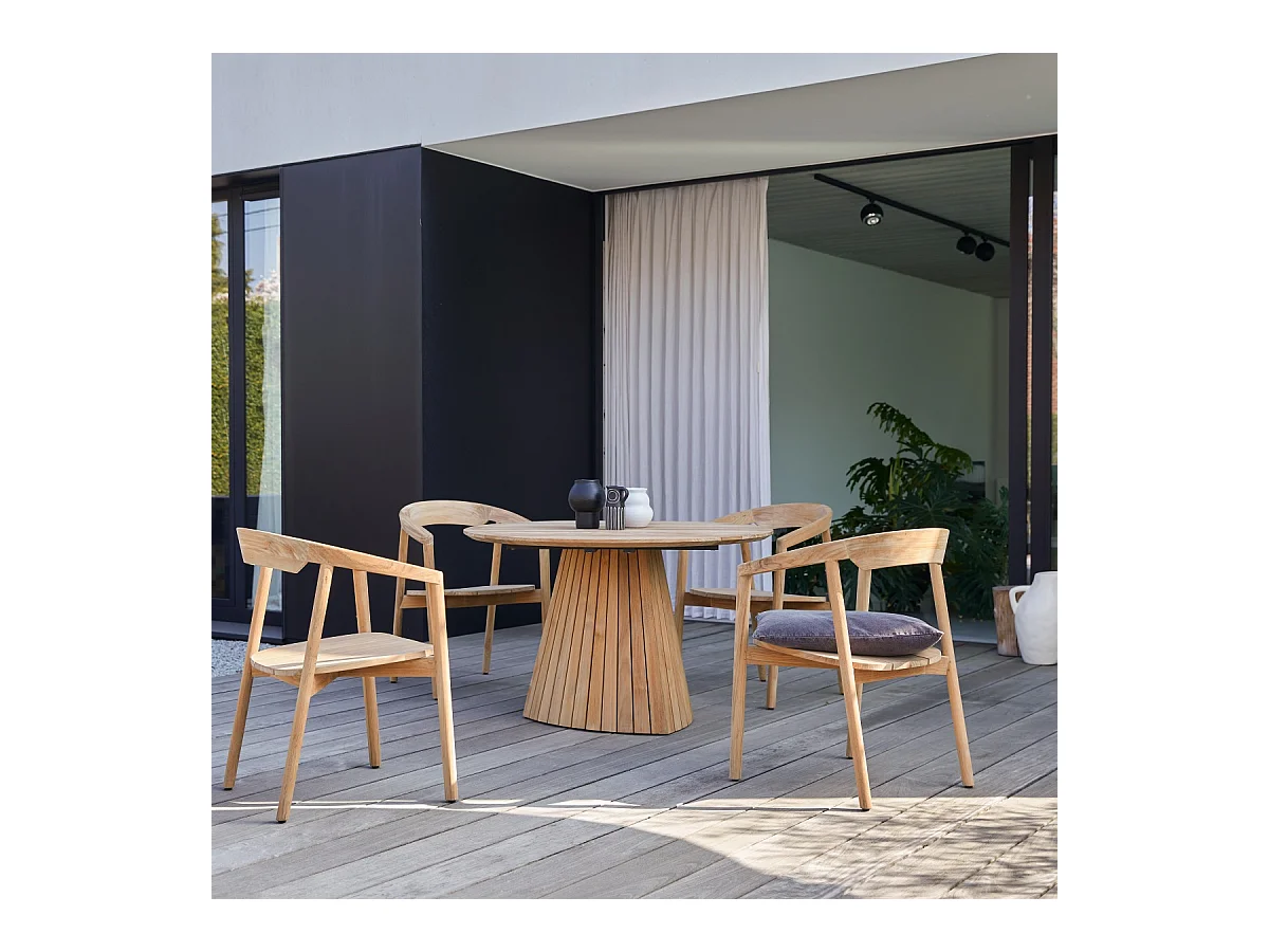Table de jardin ronde en teck massif Paloma 6 pers.
