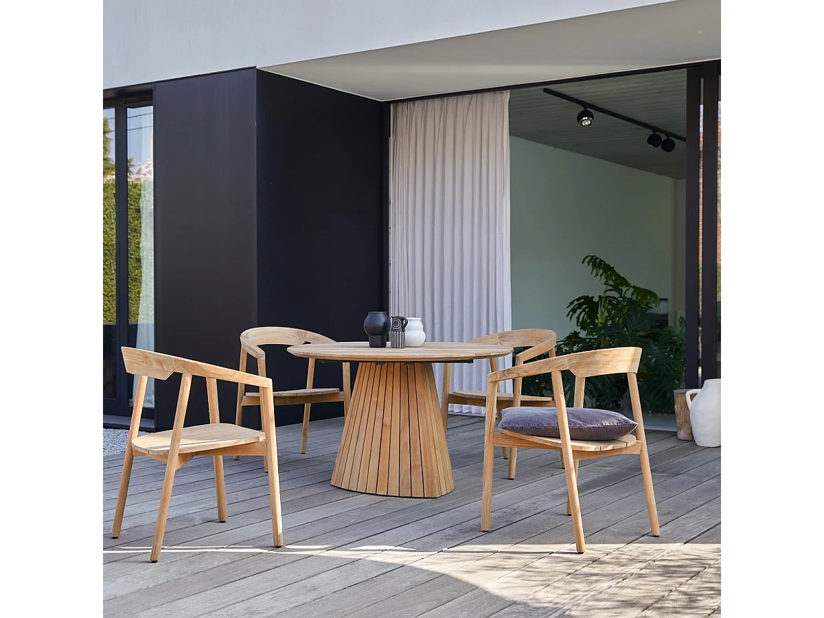 Table de jardin ronde en teck massif Paloma 6 pers.