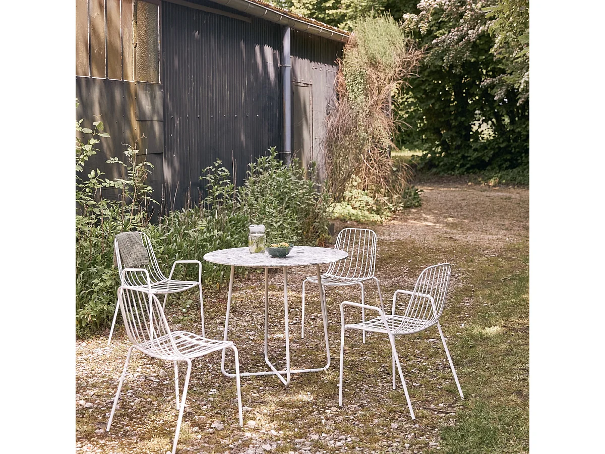 Table de jardin ronde en terrazzo premium et métal 90 Elio green
