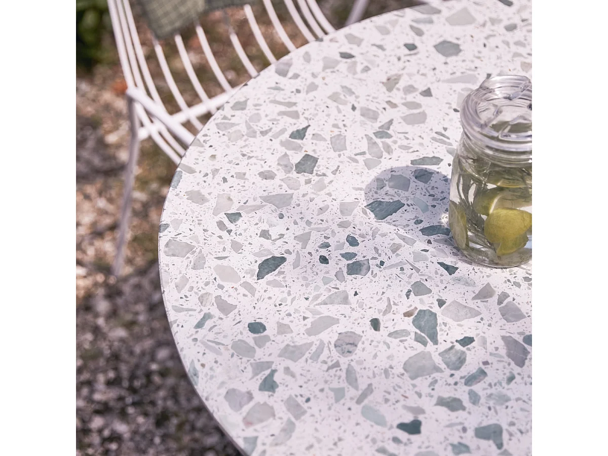 Table de jardin ronde en terrazzo premium et métal 90 Elio green