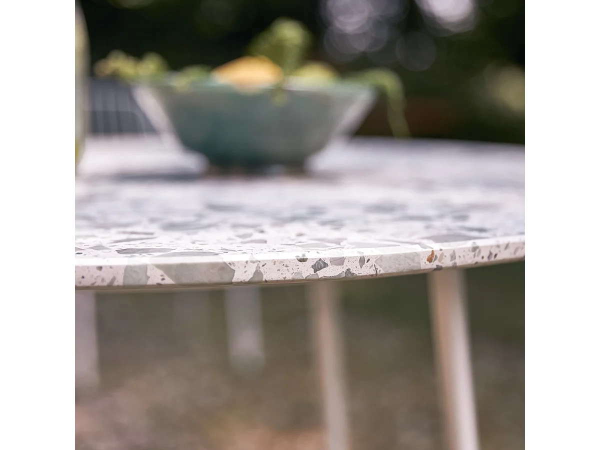 Table de jardin ronde en terrazzo premium et métal 90 Elio green