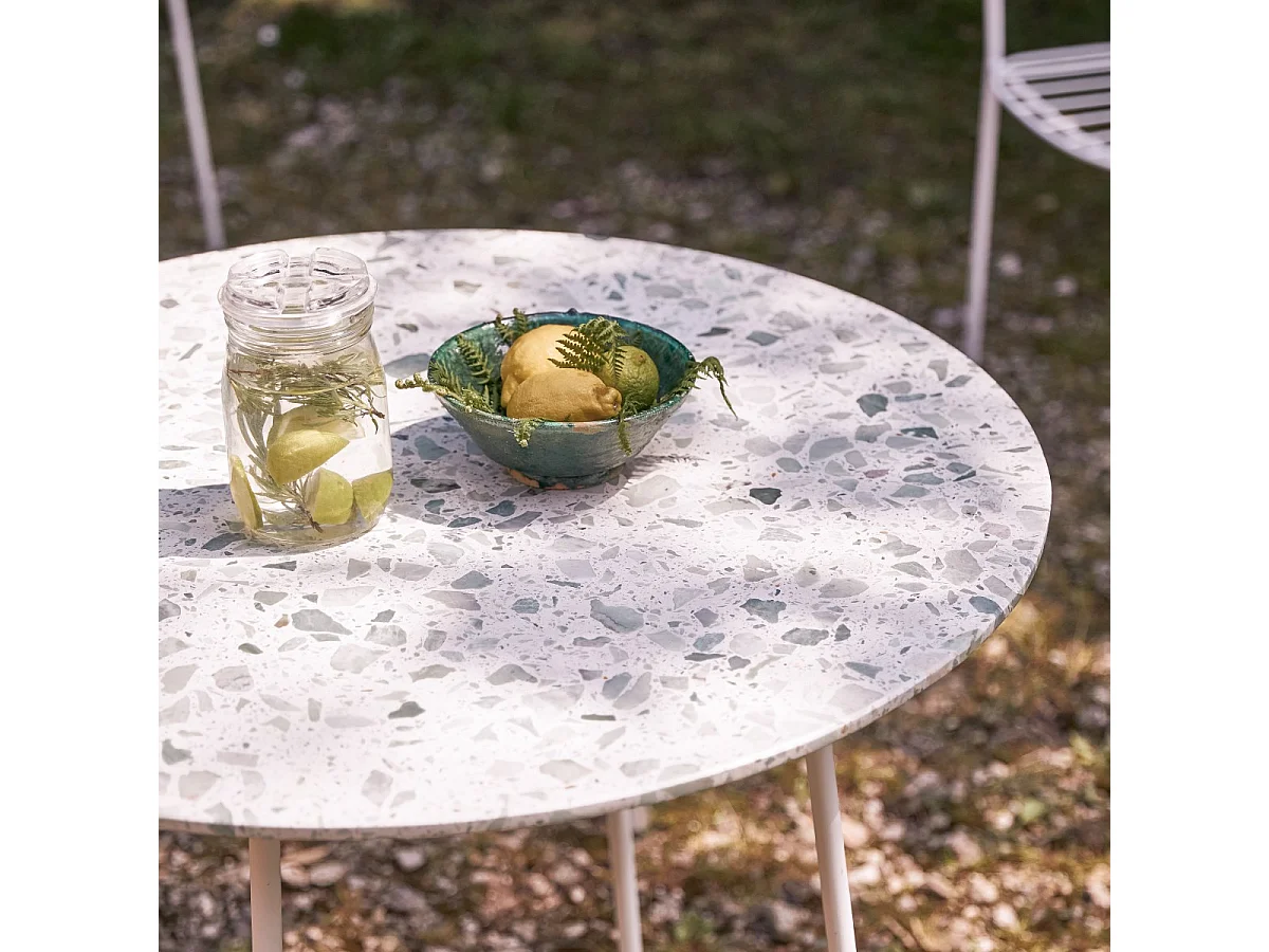 Table de jardin ronde en terrazzo premium et métal 90 Elio green