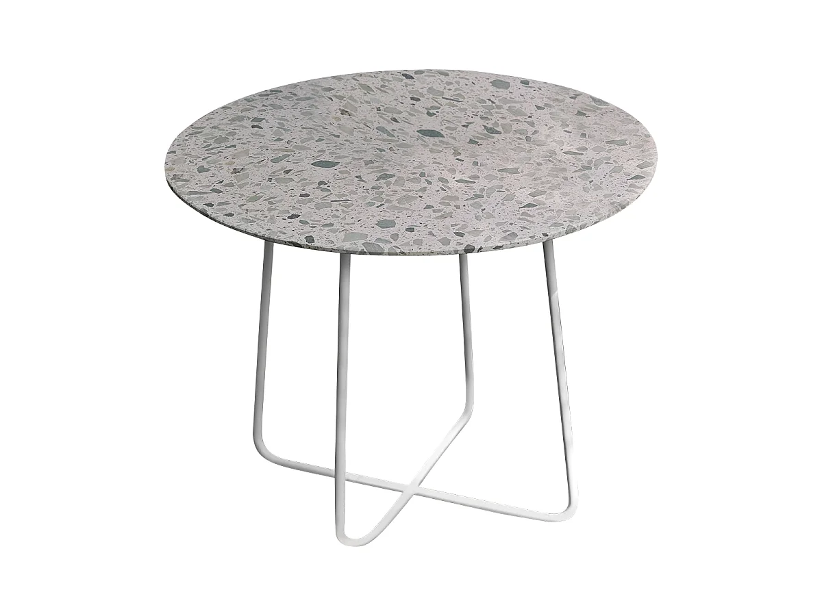 Elio - Premium green terrazzo and metal round outdoor table, seats 4
