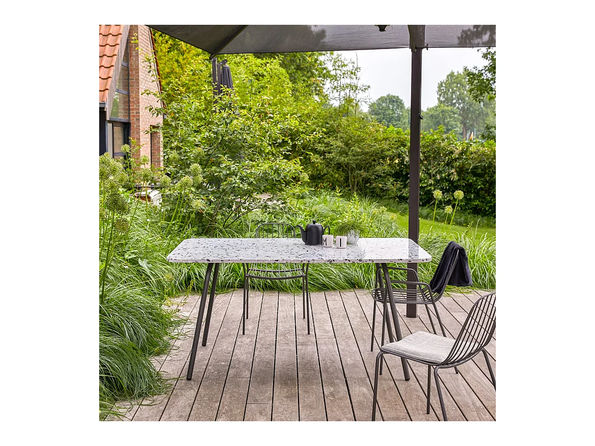 Rechteckiger Gartentisch Premium-Terrazzo und Metall 160 Elio grau