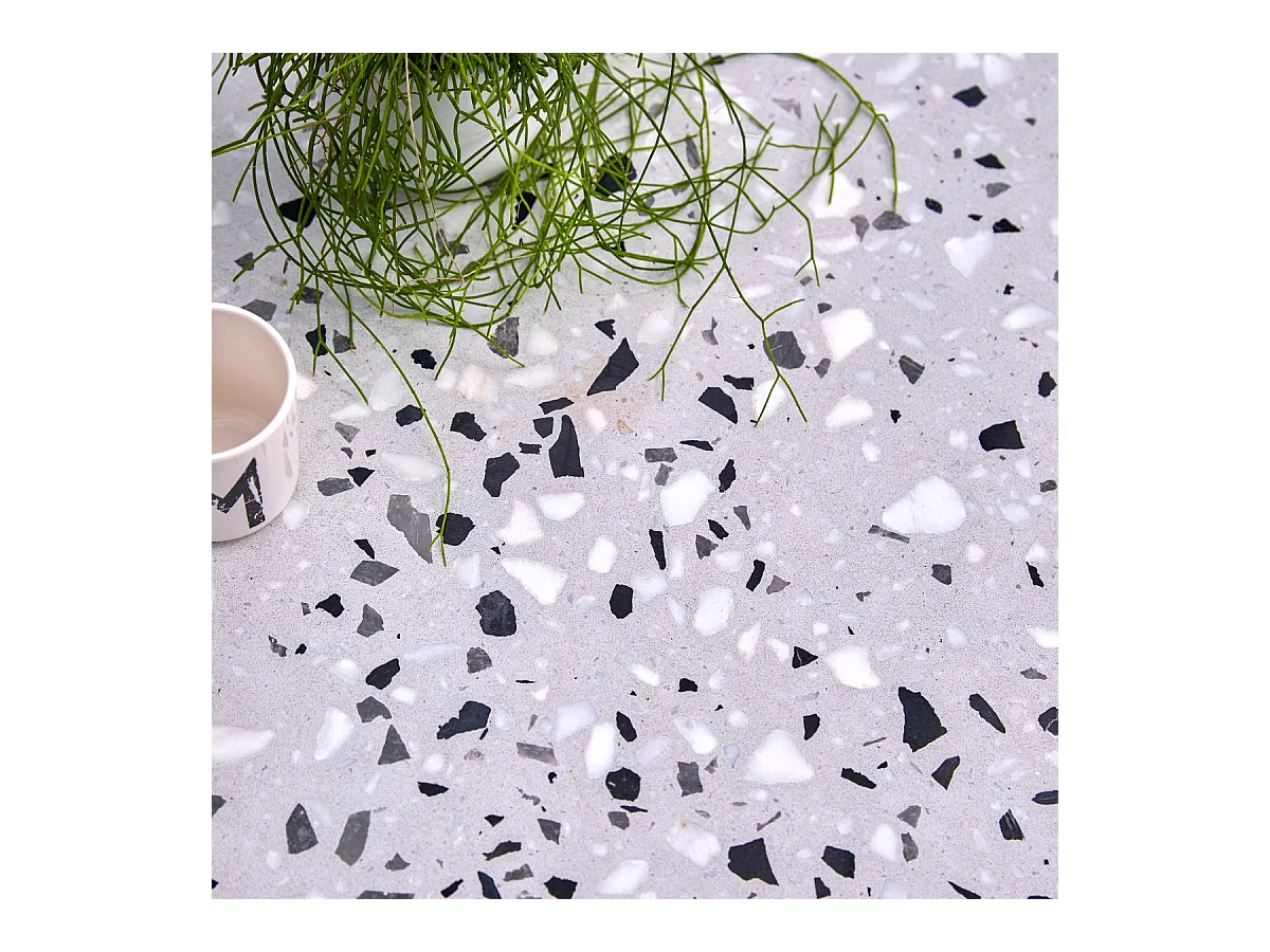 Rechteckiger Gartentisch Premium-Terrazzo und Metall 160 Elio grau