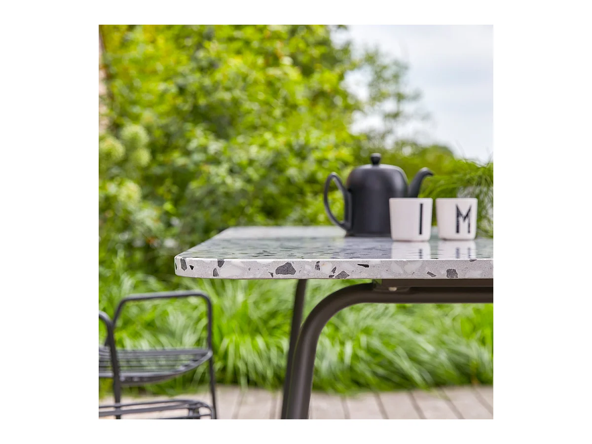 Rechteckiger Gartentisch Premium-Terrazzo und Metall 160 Elio grau