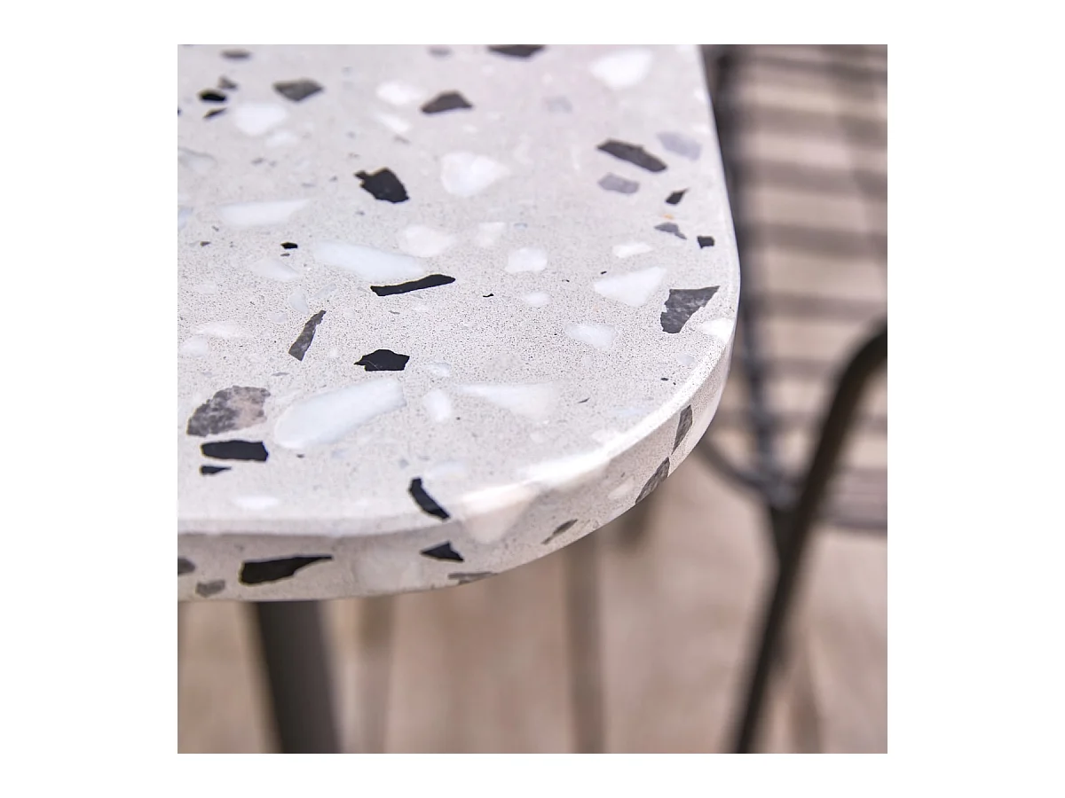 Rechteckiger Gartentisch Premium-Terrazzo und Metall 160 Elio grau