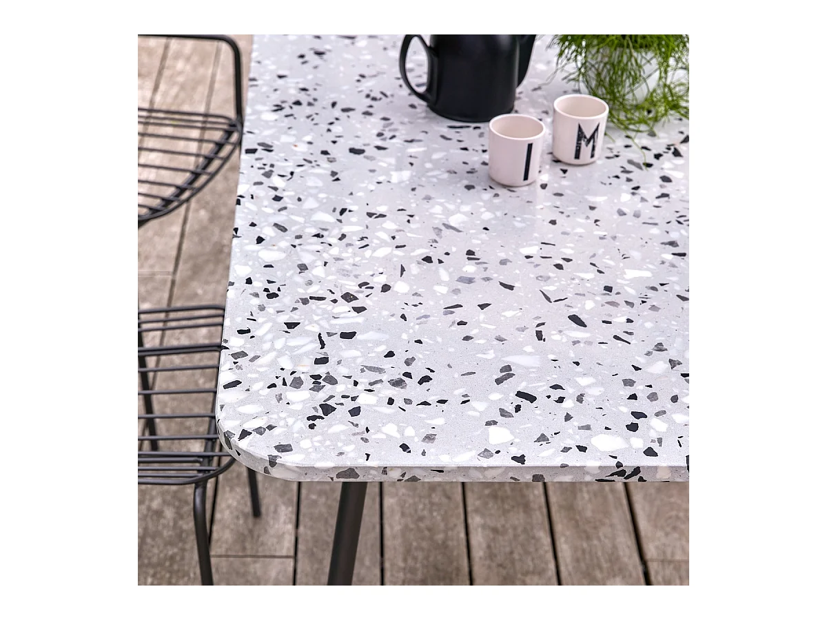 Rechteckiger Gartentisch Premium-Terrazzo und Metall 160 Elio grau