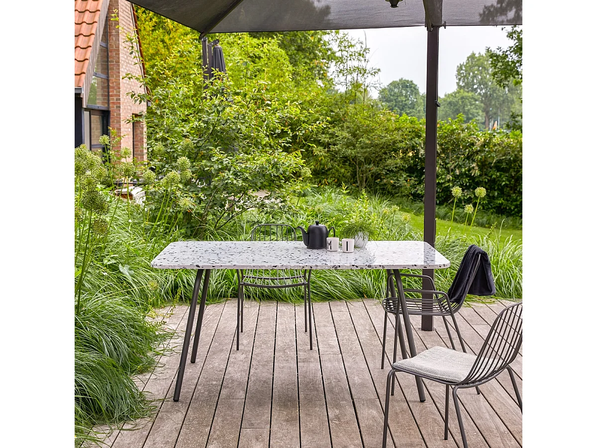 Rechteckiger Gartentisch Premium-Terrazzo und Metall 160 Elio grau