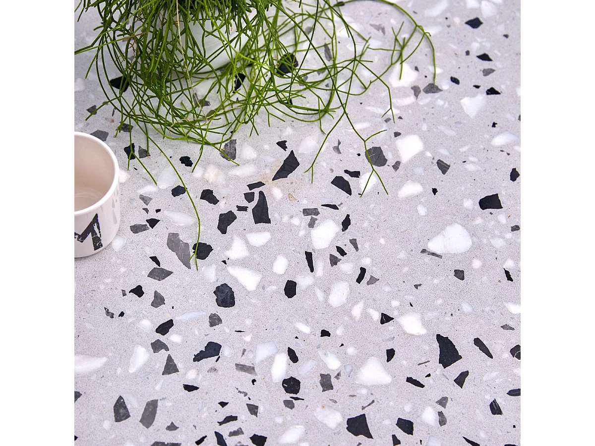 Rechteckiger Gartentisch Premium-Terrazzo und Metall 160 Elio grau