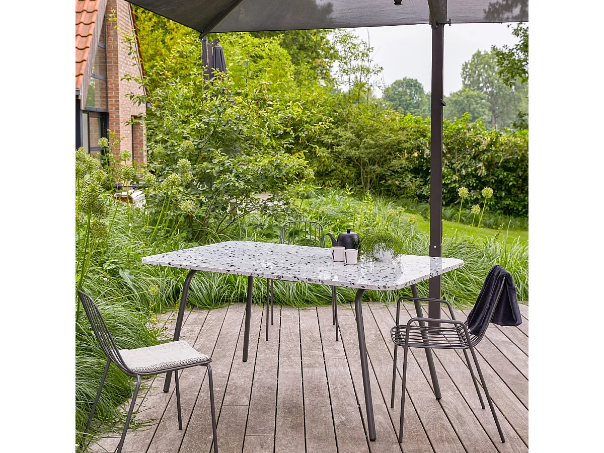 Rechteckiger Gartentisch Premium-Terrazzo und Metall 160 Elio grau