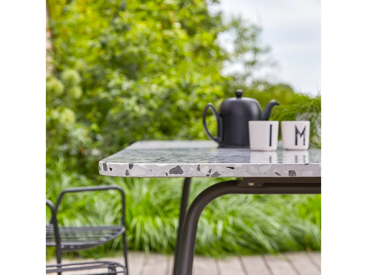 Rechteckiger Gartentisch Premium-Terrazzo und Metall 160 Elio grau