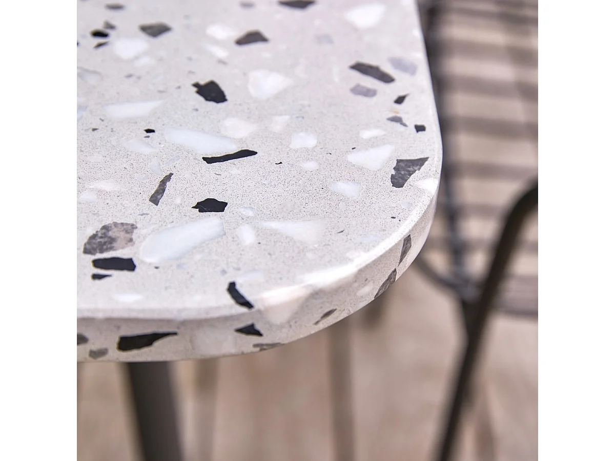 Rechteckiger Gartentisch Premium-Terrazzo und Metall 160 Elio grau