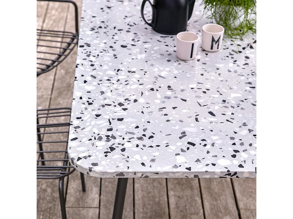 Rechteckiger Gartentisch Premium-Terrazzo und Metall 160 Elio grau