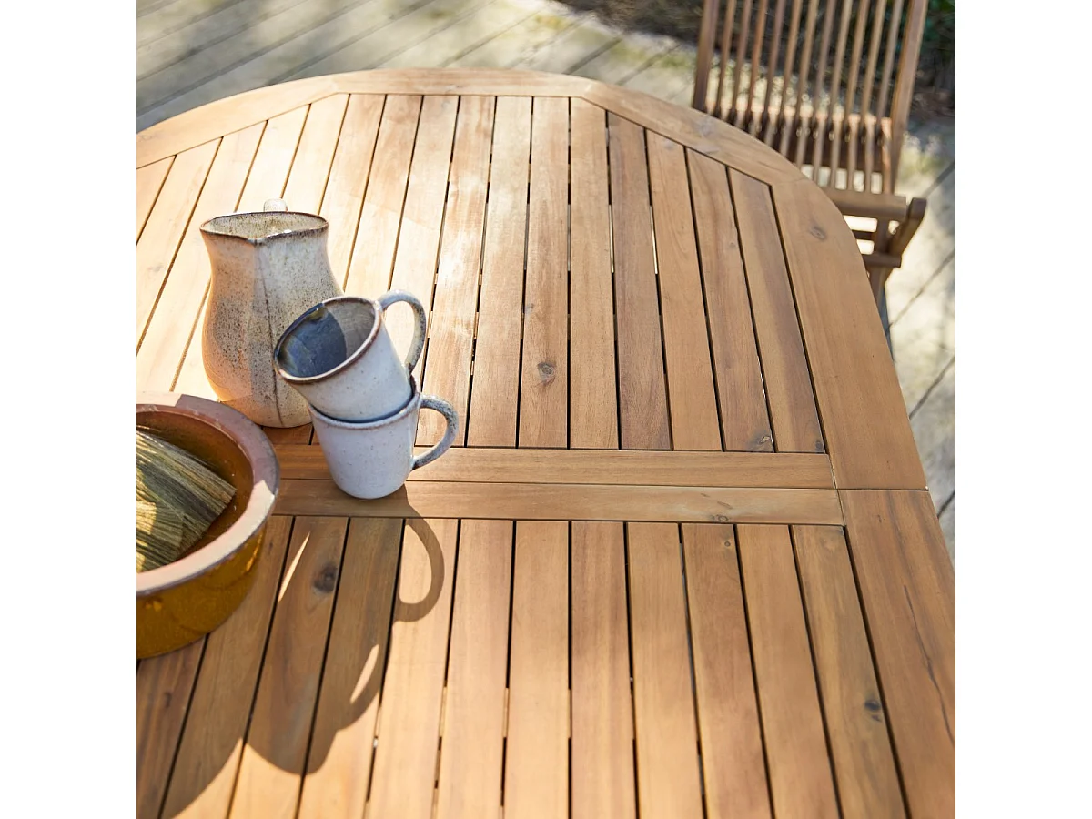 Table d'extérieur extensible ovale en bois d'acacia 7-9 pers 180 Capri