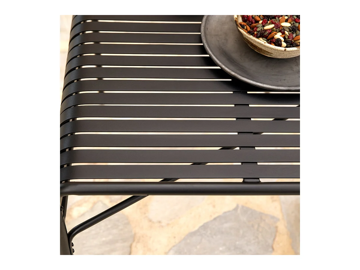 Rechteckiger Gartentisch Gaby Black aus Metall, 172