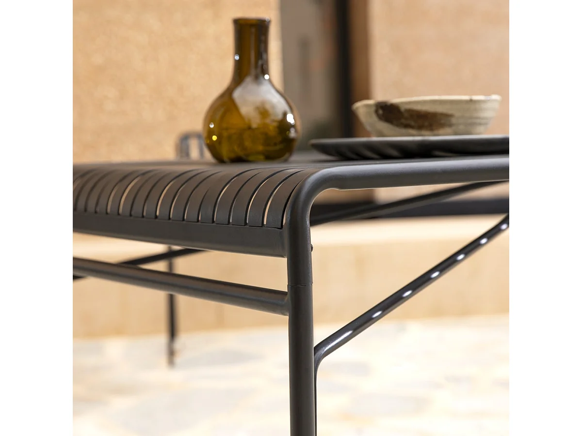 Rechteckiger Gartentisch Gaby Black aus Metall, 172