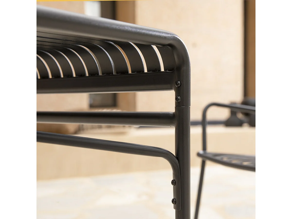 Rechteckiger Gartentisch Gaby Black aus Metall, 172