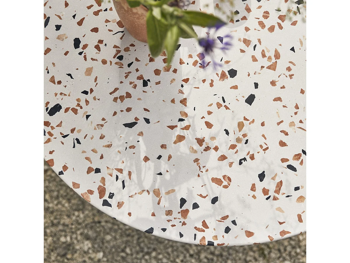 Tavolo da giardino rotondo in battuto di terrazzo premium e metallo Elio brown da 90 cm