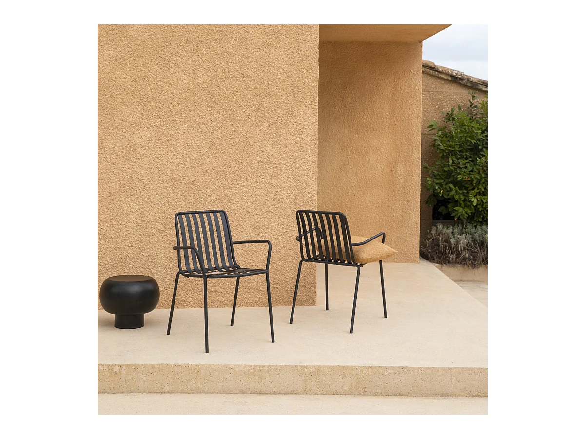 Poltrona da giardino in metallo verniciato Gaby black