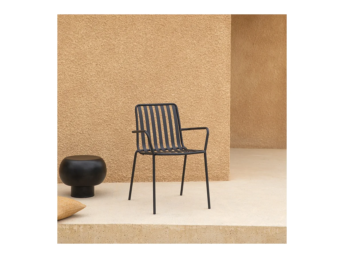 Fauteuil de jardin en métal peint Gaby black