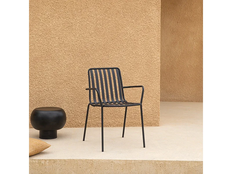 Fauteuil de jardin en métal peint Gaby black
