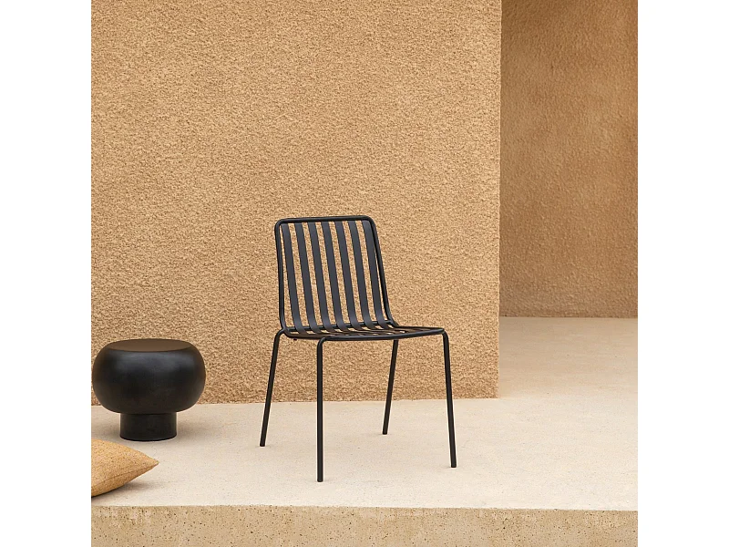 Gartenstuhl Gaby aus lackiertem Metall, black