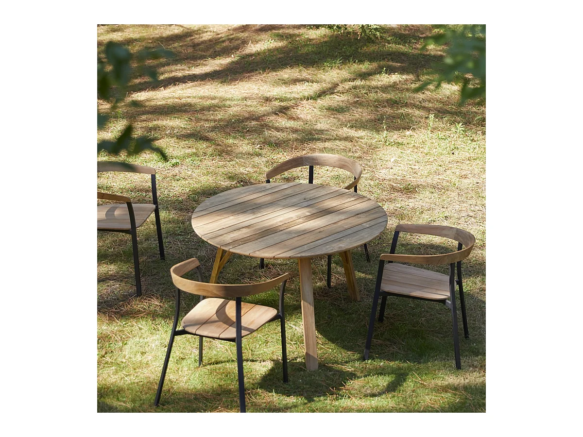 Table de jardin en bois de teck recyclé 120 Katrine