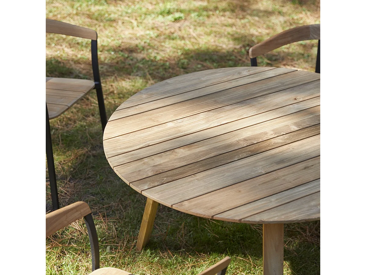 Table de jardin en bois de teck recyclé 120 Katrine