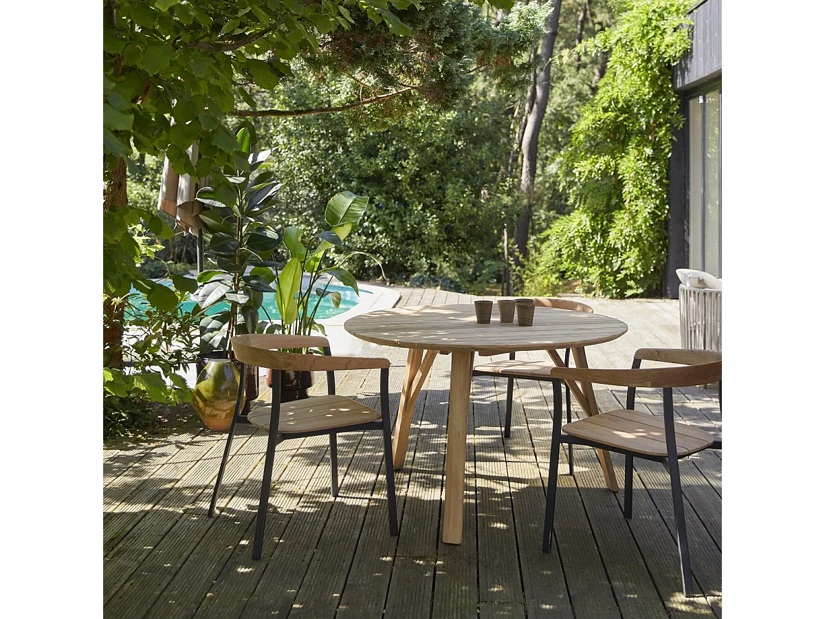 Table de jardin en bois de teck recyclé 120 Katrine