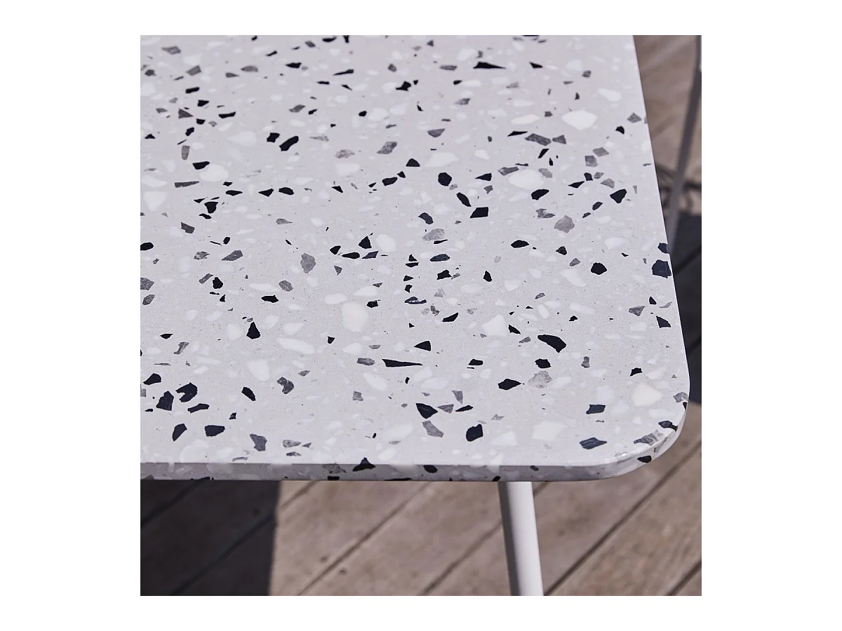 Rechteckiger Gartentisch Premium-Terrazzo und Metall 160 Elio weiß